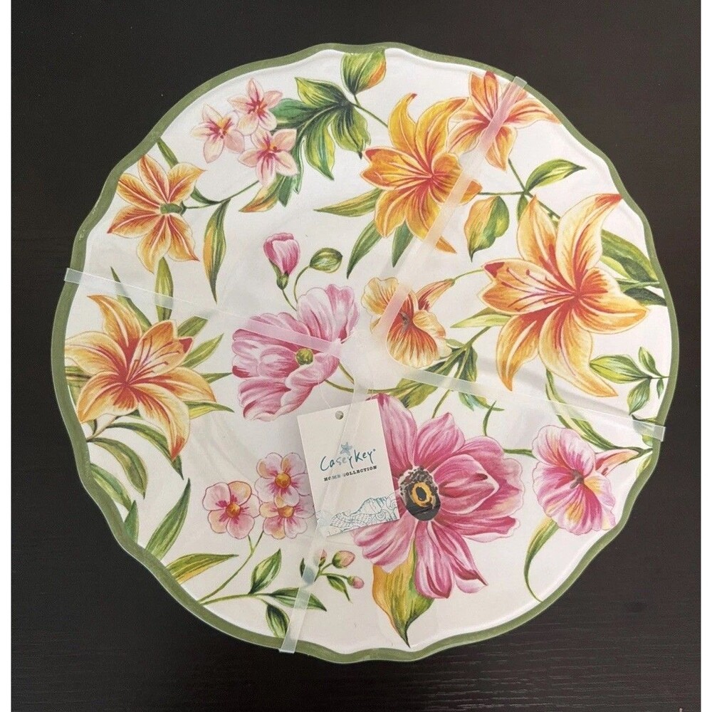 Casey Key Vibrant Tropical Motif Set of 4- 11" Melamine Dinner Plates